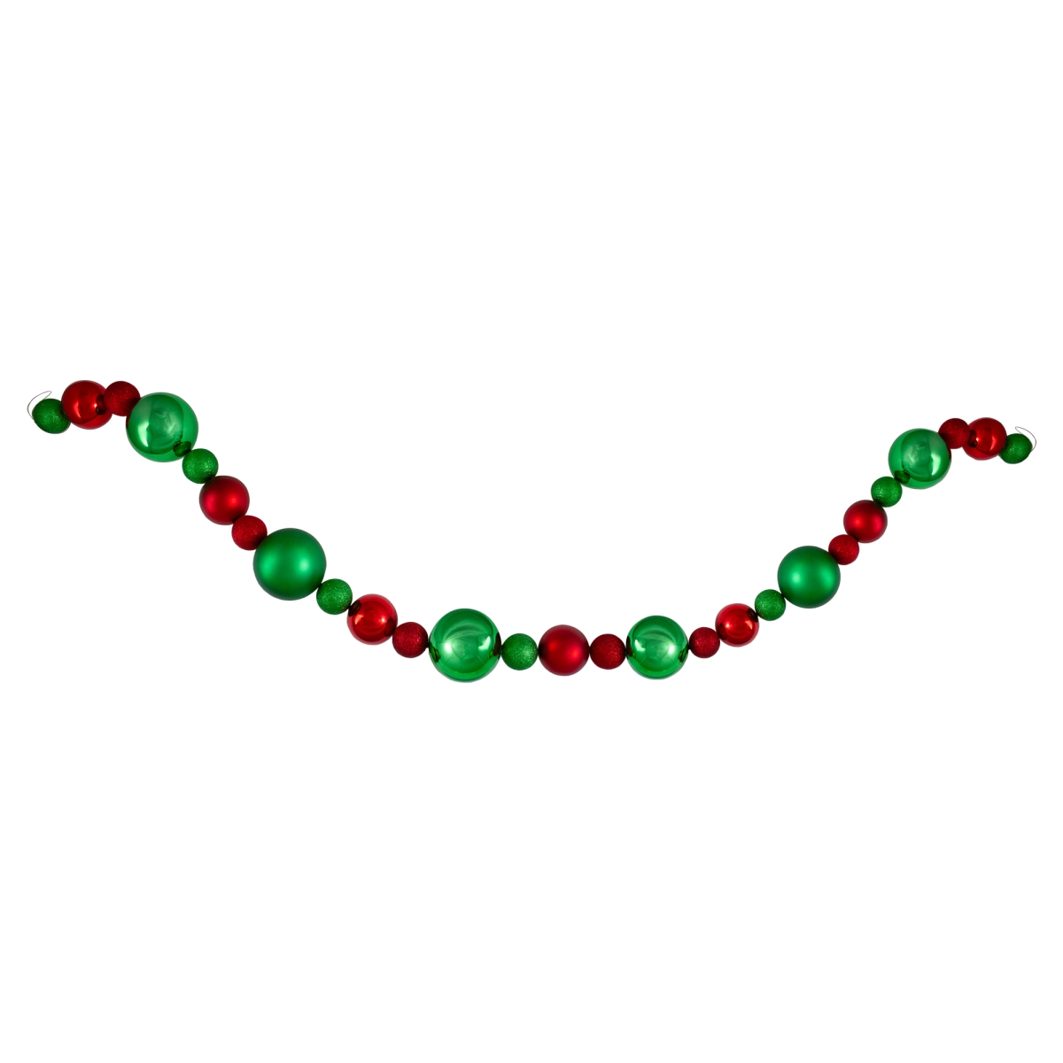 6 ft. Red & Green 3-Finish Shatterproof Ball Christmas Garland