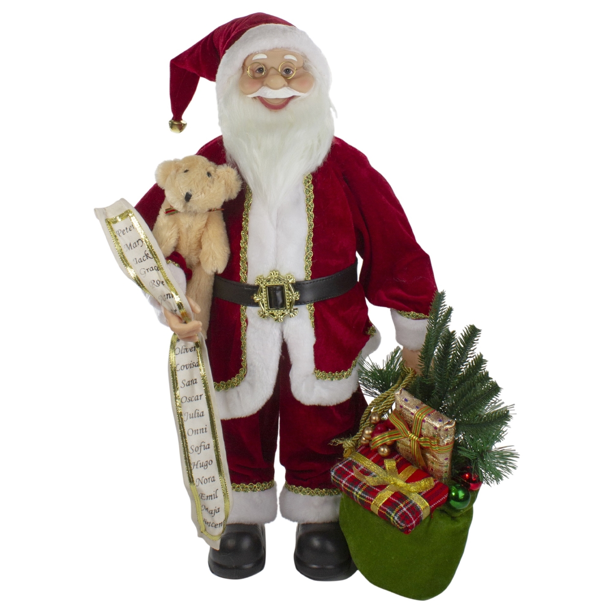 2 ft. Standing Santa Christmas Figure with Presents & a Naughty or Nice List