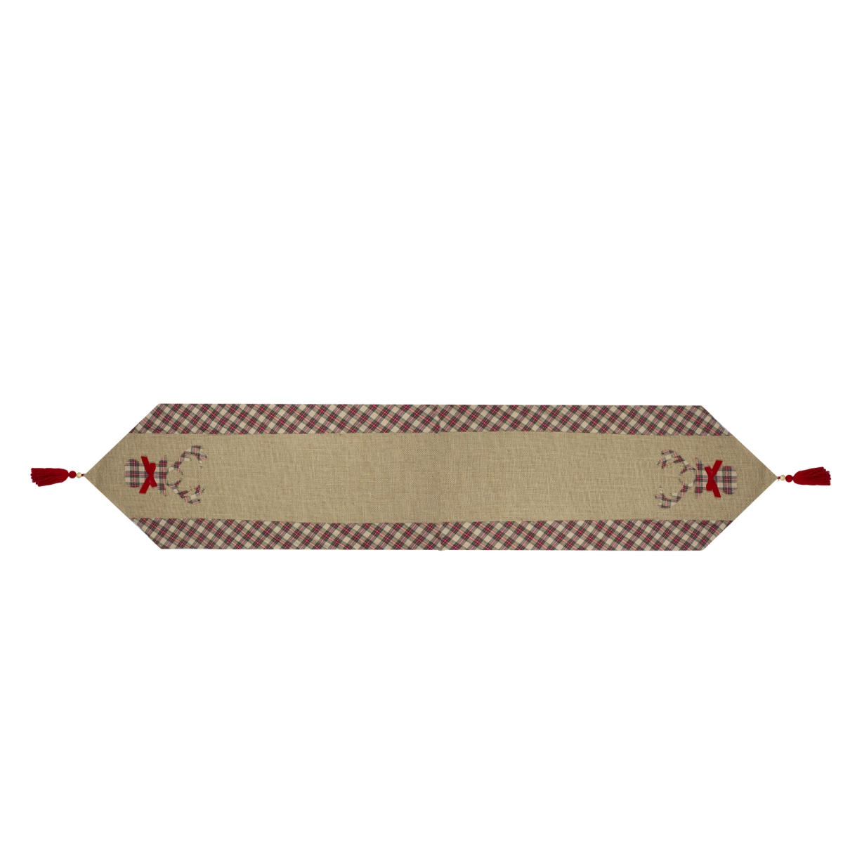 34515159 36 in. Red & Brown Burlap & Plaid Reindeer Christmas Table Runner -  NorthLight