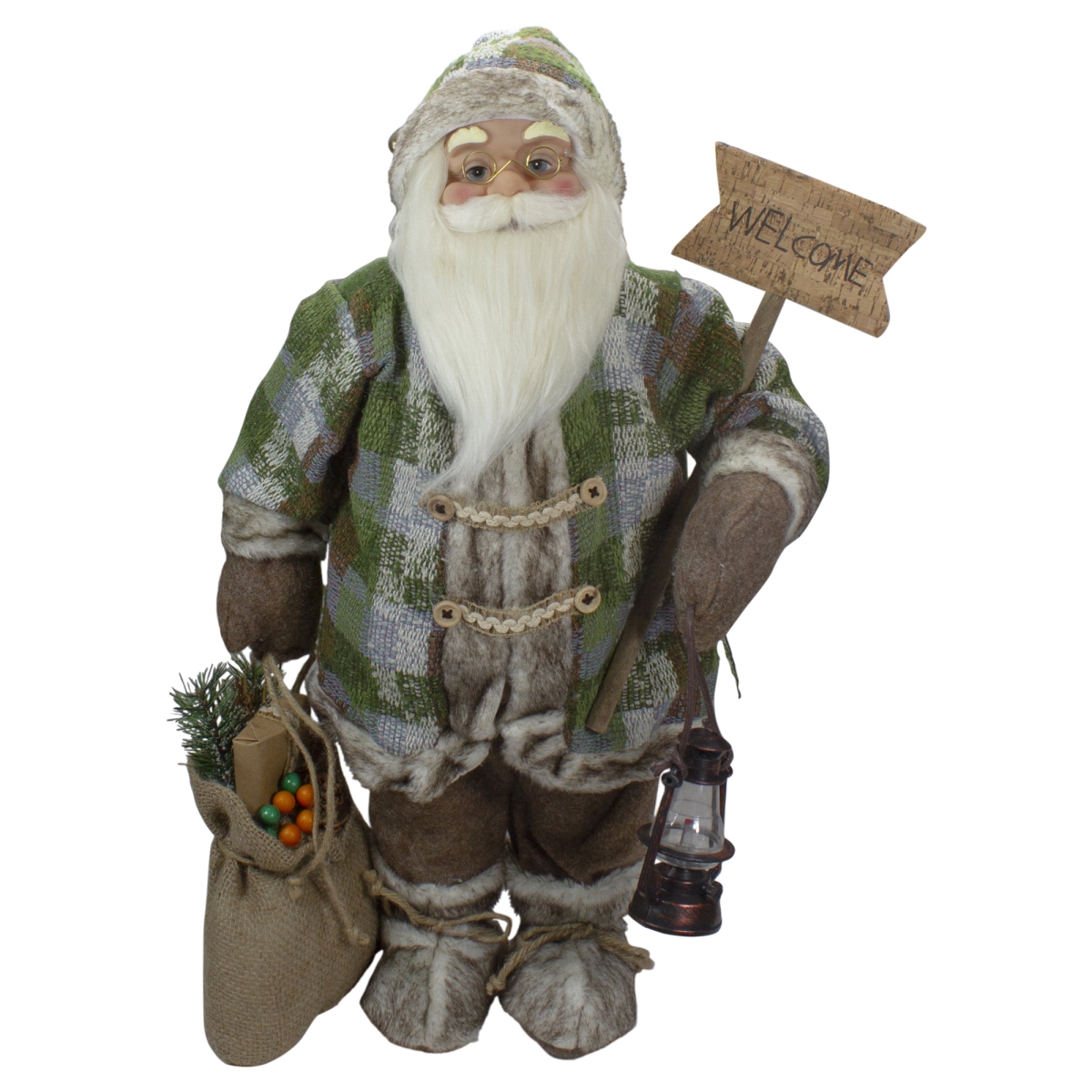 Picture of NorthLight 34316606 2 ft. Standing Santa Christmas Figure Carrying a Welcome Sign