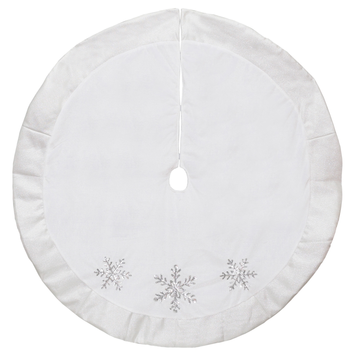 34315063 48 in. Embroidered Sequin Snowflakes Tree Skirt, White & Silver -  NorthLight