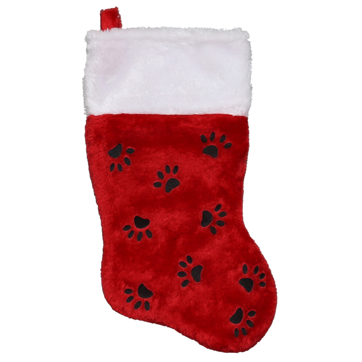 Picture of NorthLight 34315069 14 in. Paw Prints & White Cuff Christmas Stocking&#44; Red with Black
