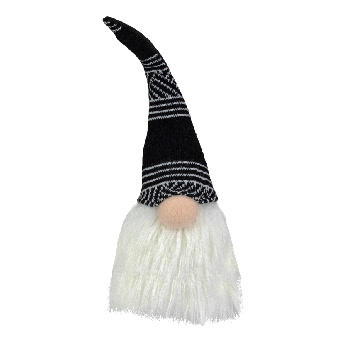 34314247 12 in. Plush Sitting Christmas Gnome Tabletop Decoration, Black & White