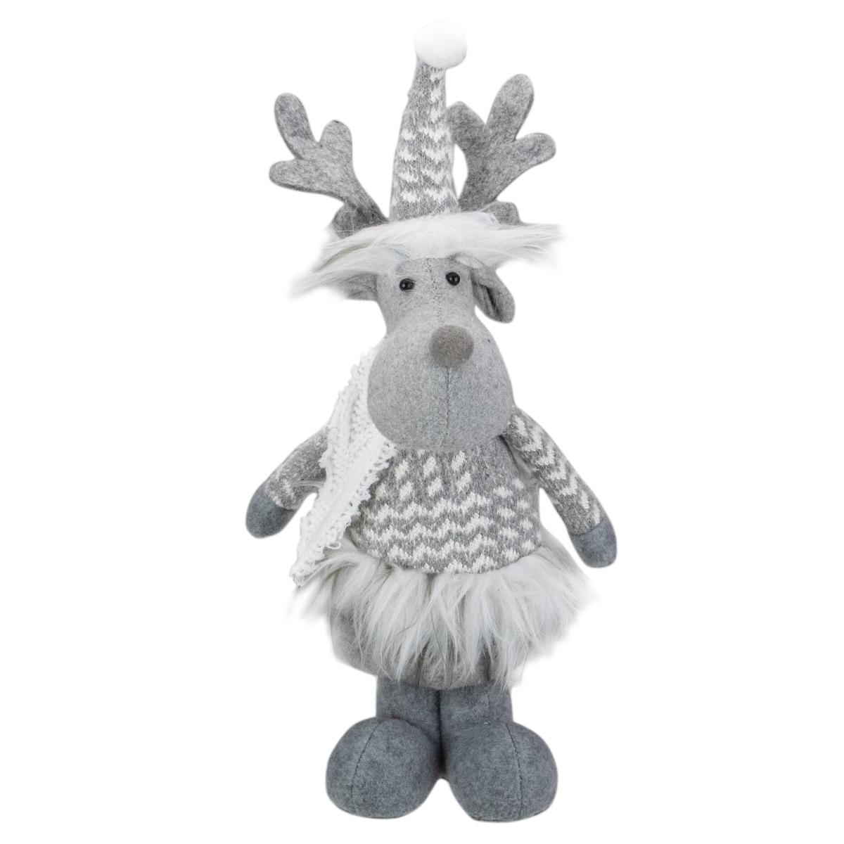 34314260 12 in. Standing Tabletop Moose Christmas Figure, Gray & White