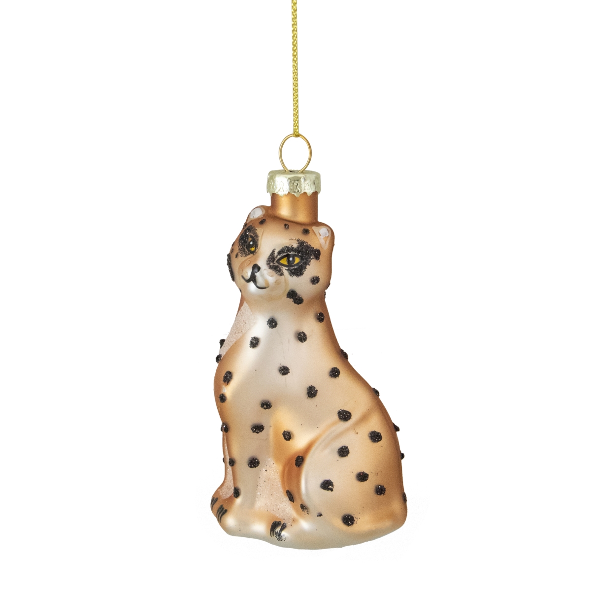 34294759 4 in. Glass Leopard Christmas Ornament, Orange & Black