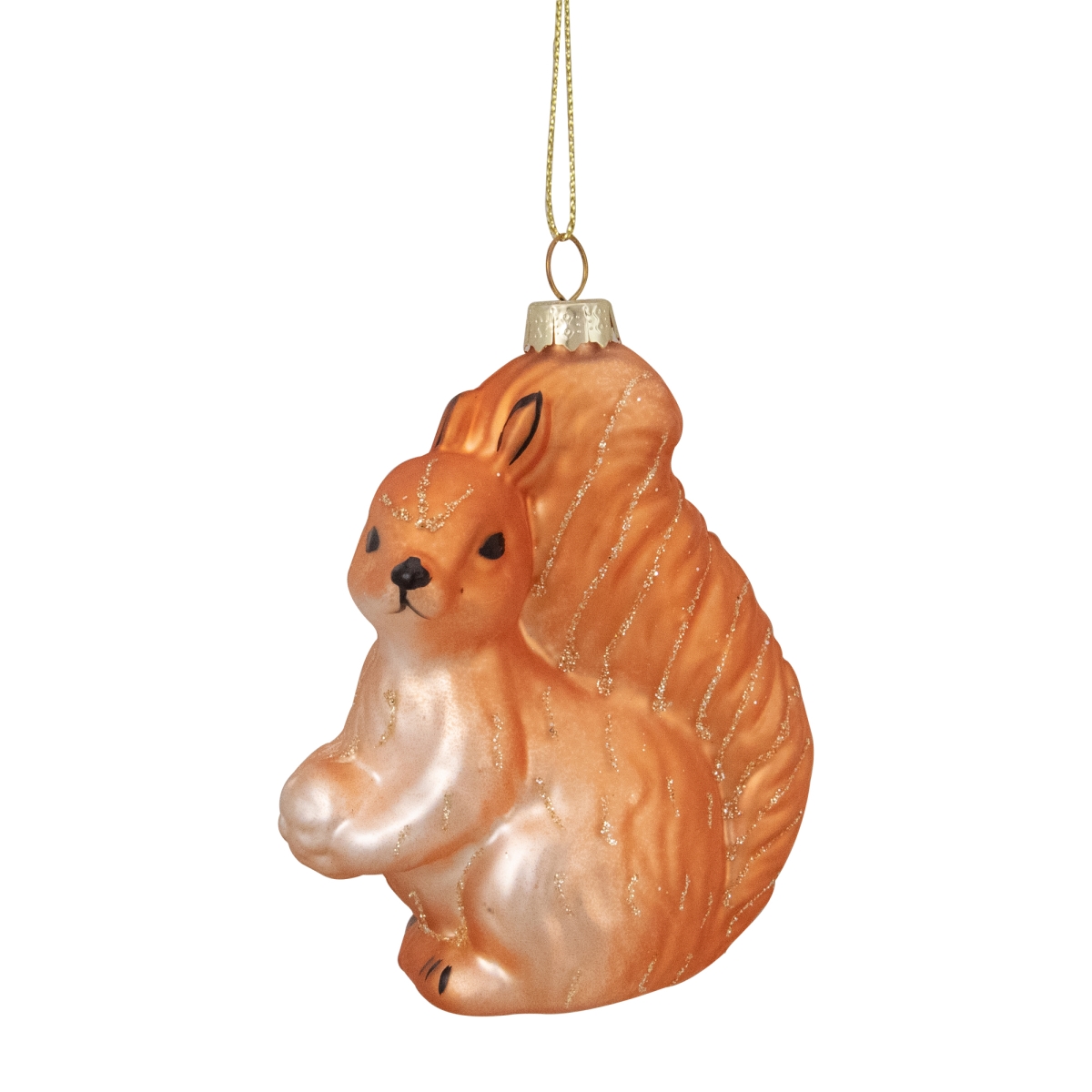 34529067 4 in. Squirrel Hanging Glass Christmas Ornament, Brown