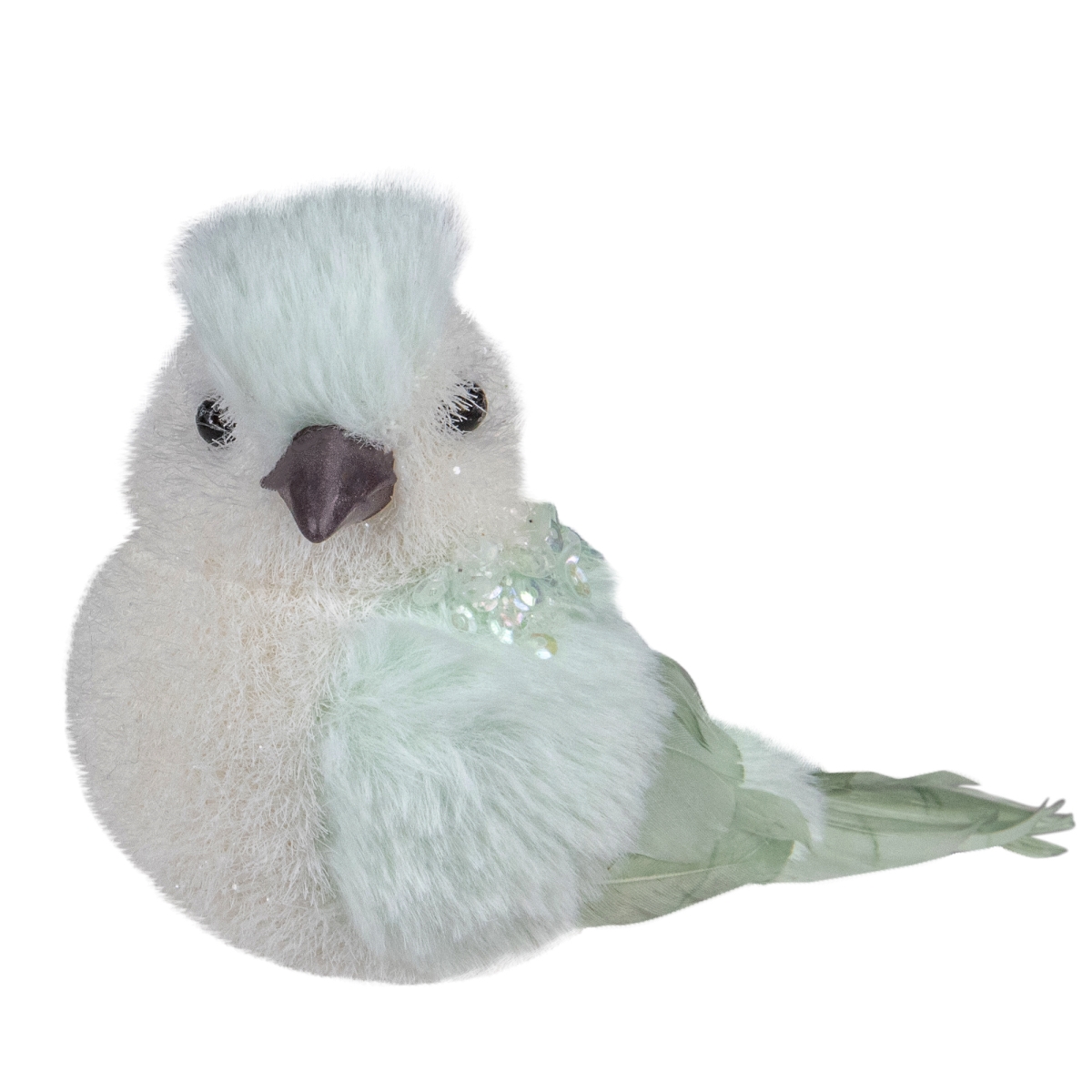 34314935 3.5 in. Table Top Christmas Bird with Sequins, Light Green