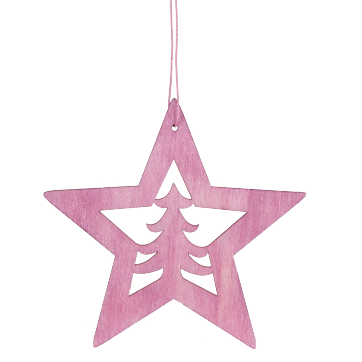 34314972 4 in. Wooden Cut Out Star Christmas Ornament, Pink