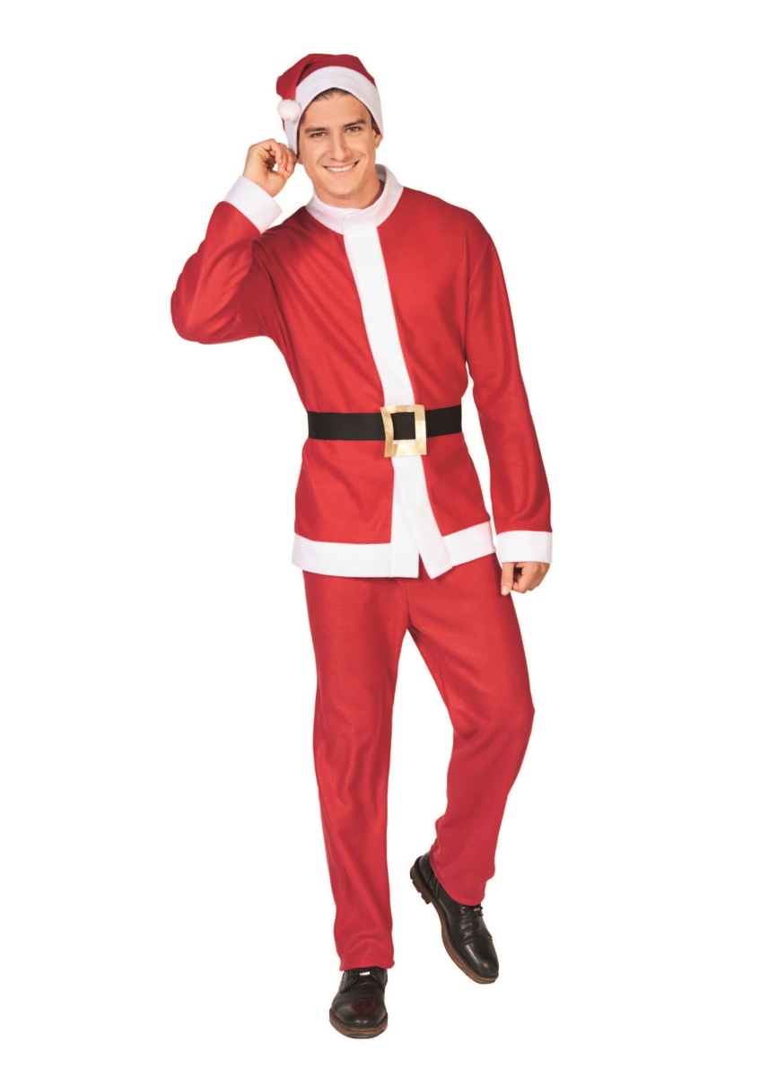34337591 Santa Claus Christmas Costume Set for Mens, Red & White - Plus Size - 4 Piece
