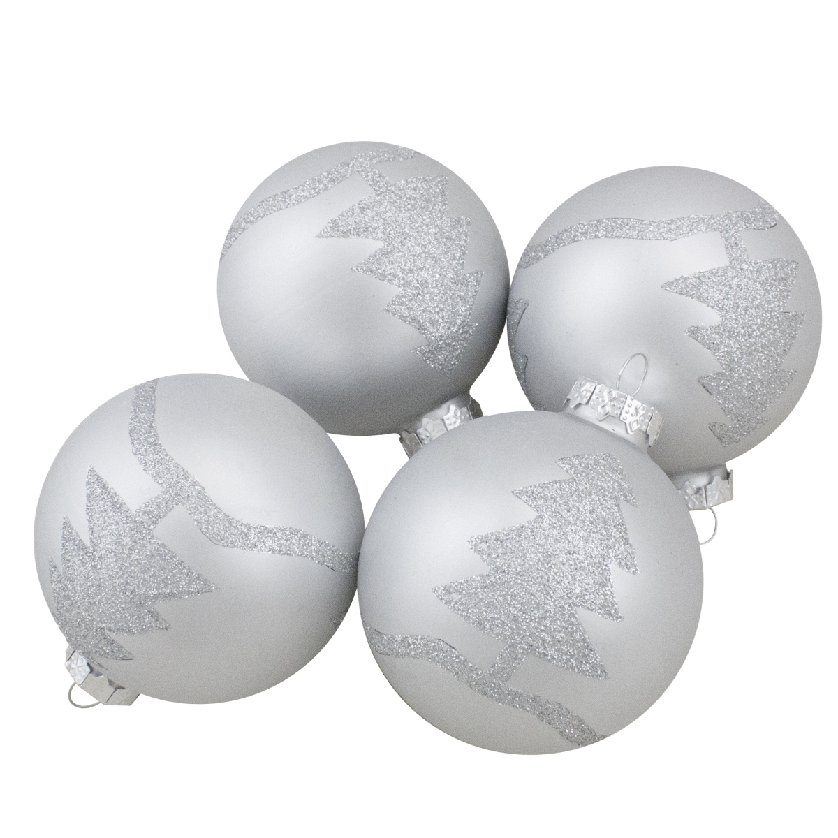 34313367 3.25 in. Glass Ball Christmas Ornaments, Silver - Set of 4 -  NorthLight