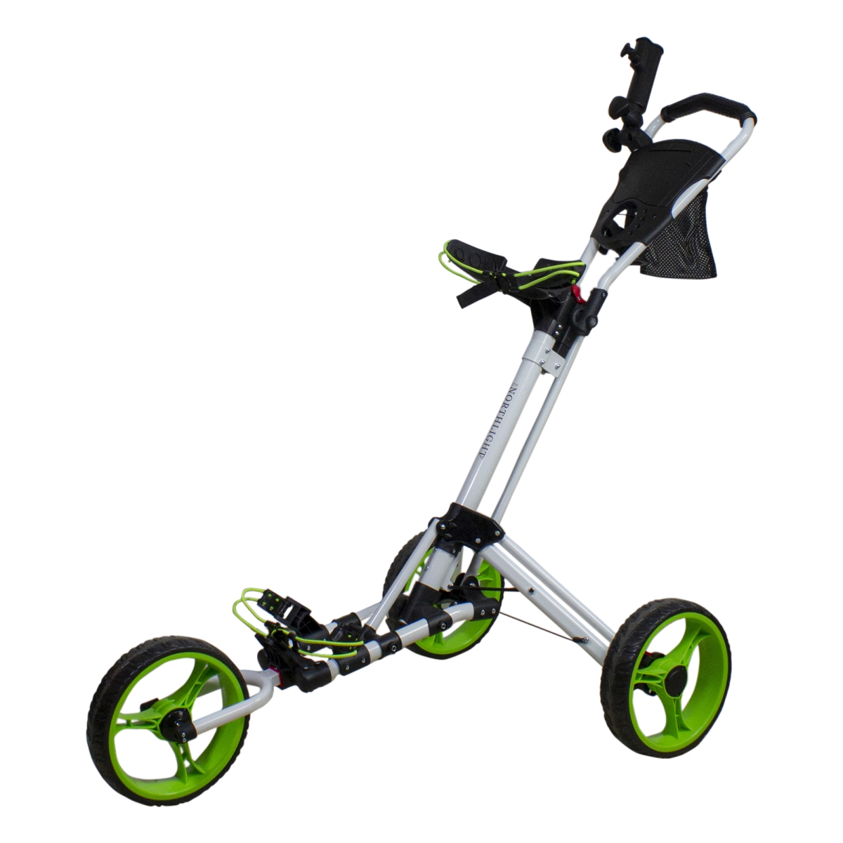 Picture of NorthLight 34313184 48 in. Easy Folding 3 Wheel Golf Bag Push Cart&#44; White & Green