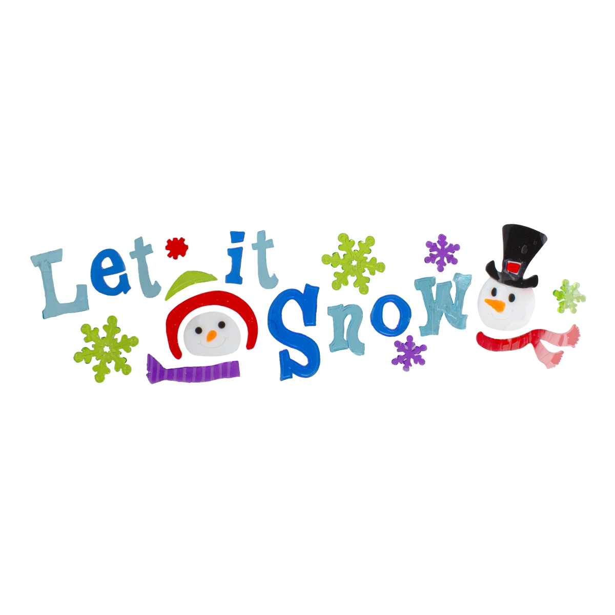 34316537 6 x 19.5 in. Let It Snow Santa & Snowman Gel Christmas Window Clings