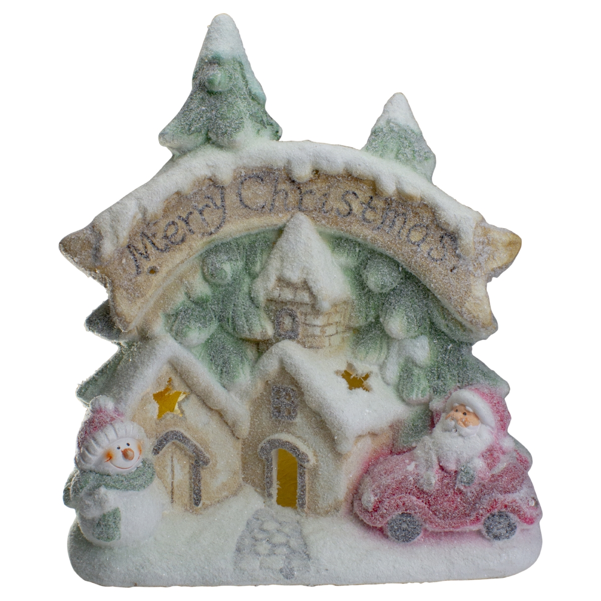 34316582 16.5 in. LED Lighted Glittered Snow-Covered Winter Village Christmas Tabletop Decoration