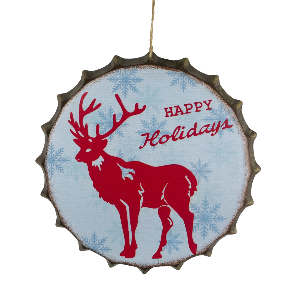 34327606 12 in. Happy Holidays Christmas Wall Decor, Blue & Red