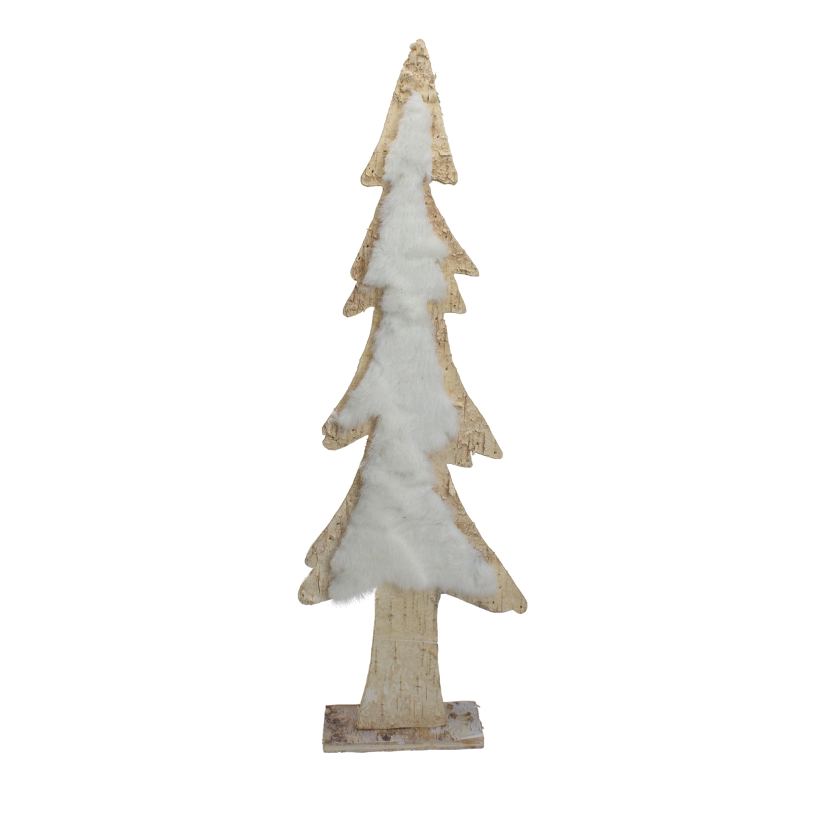 34300511 14.5 in. Wooden Tree Christmas Tabletop Decor, Brown & White