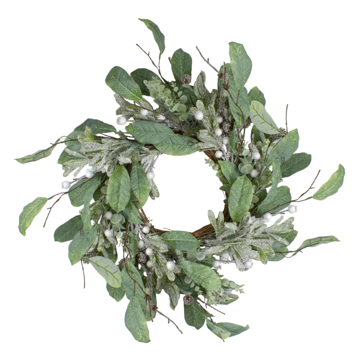 34316632 25 in. Artificial Mixed Foliage & Berries Christmas Wreath Unlit