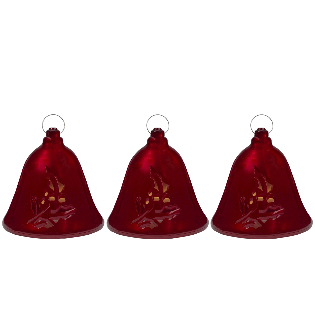 6.5 in. Musical Lighted Red Bells Christmas Decorations - Set of 3