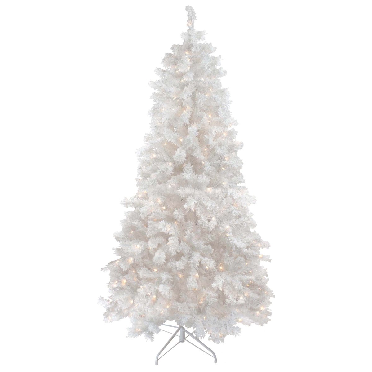 34723577 7.5 ft. Pre-Lit Flocked White Spruce Artificial Christmas Tree - Clear Lights -  NorthLight