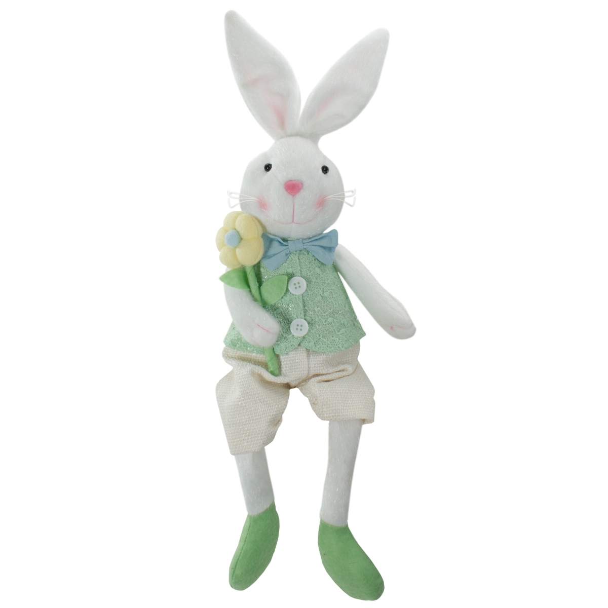 Picture of NorthLight 34739073 24 in. Boy Bunny Rabbit Easter & Spring Table Top Figure&#44; White & Green