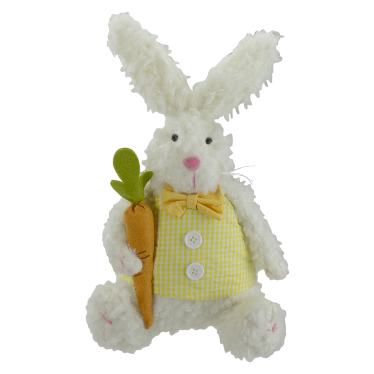 Picture of NorthLight 34739078 14 in. Plush Sitting Easter Bunny Rabbit Holding Carrot Spring Figure, White