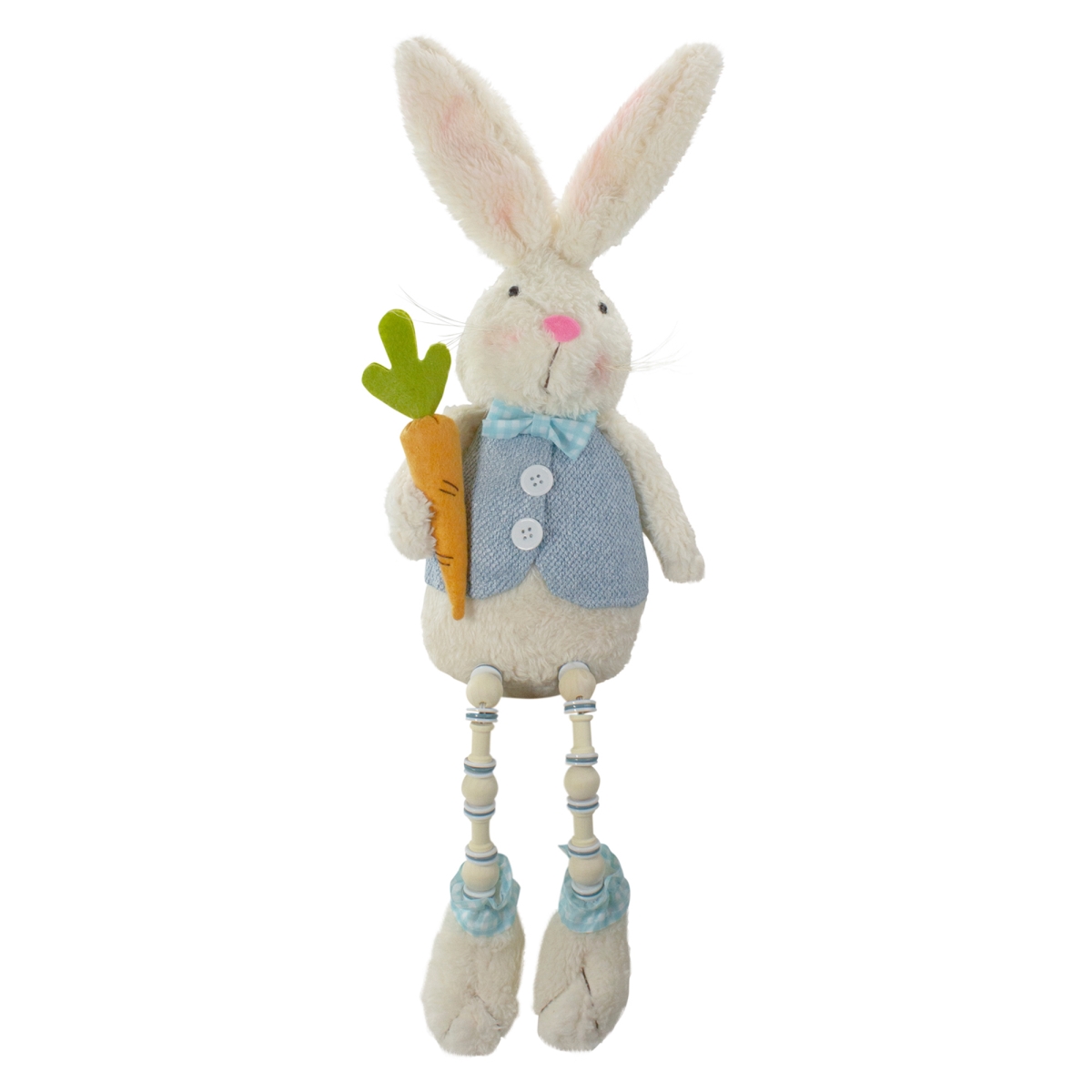 Picture of NorthLight 34739079 22 in. Boy Bunny Rabbit with Dangling Bead Legs Spring Figure&#44; Blue & White