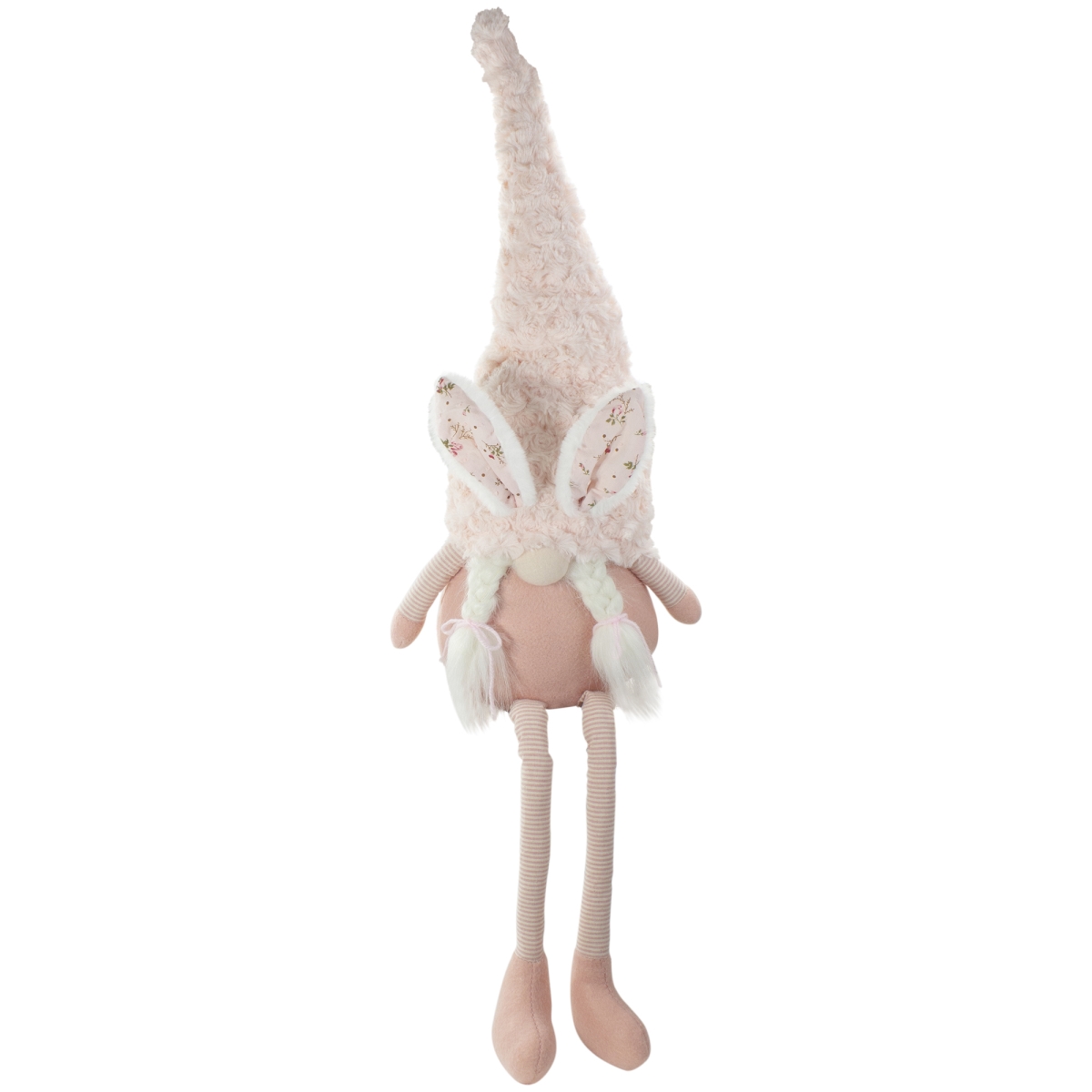 Picture of NorthLight 34739081 32 in. Sitting Easter Gnome with Bunny Ears & Dangling Legs&#44; White & Pink
