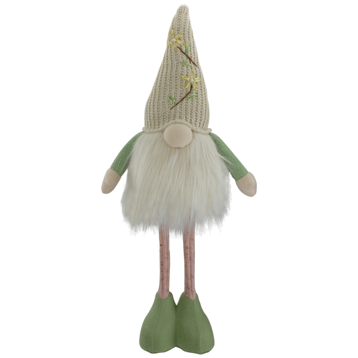 Picture of NorthLight 34739086 22 in. Standing Spring Gnome Figure with Knitted Hat&#44; Lighted Green & Cream