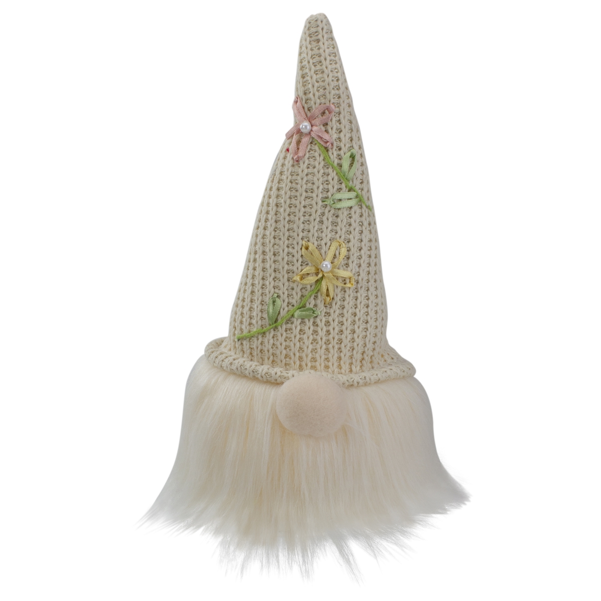 Picture of NorthLight 34739089 10 in. Lighted Cream Sitting Gnome Figure Head with Knitted Hat