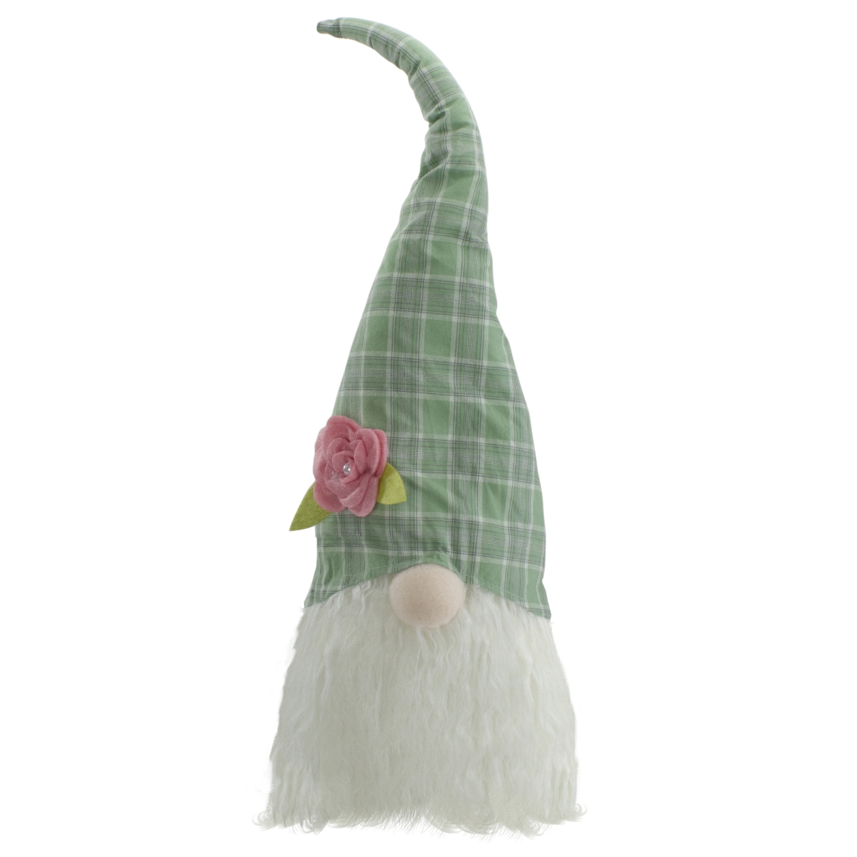 Picture of NorthLight 34739094 20 in. Plaid Spring & Easter Gnome Head Table Top Decor&#44; Green & White