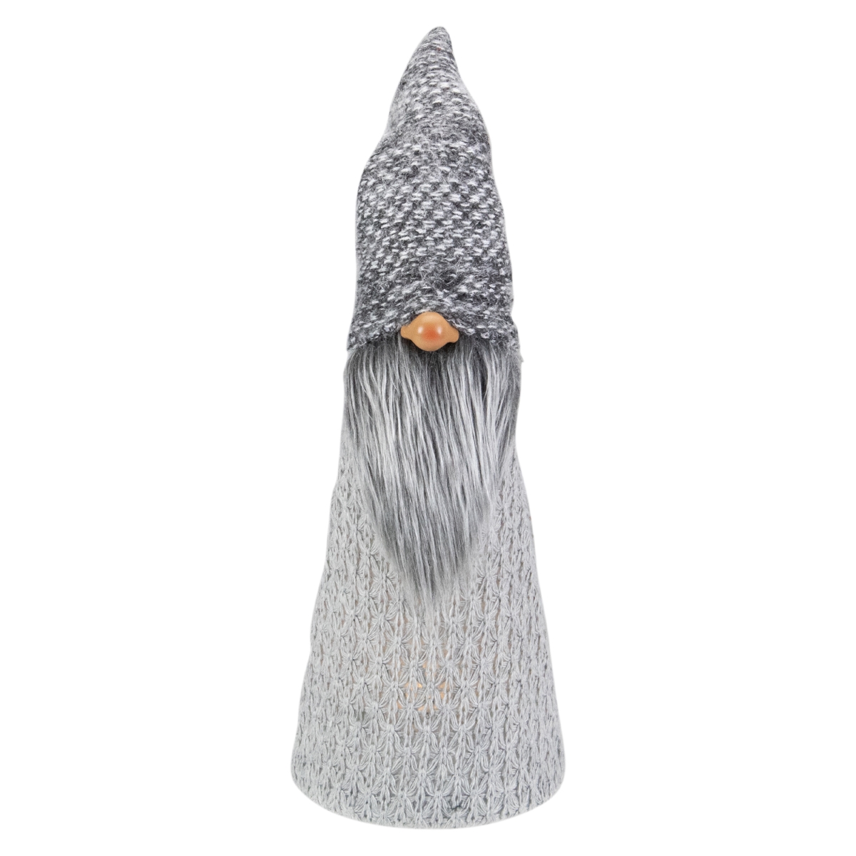 34316702 16 in. LED Lighted Knit Gnome Christmas Figure, Gray