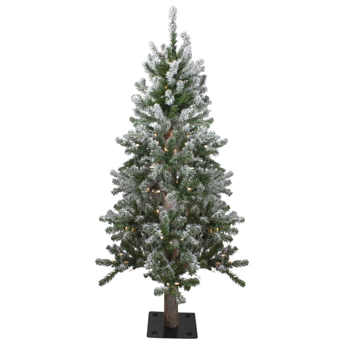 34295659 4 ft. Pre-Lit Flocked Alpine Artificial Christmas Tree Clear Lights
