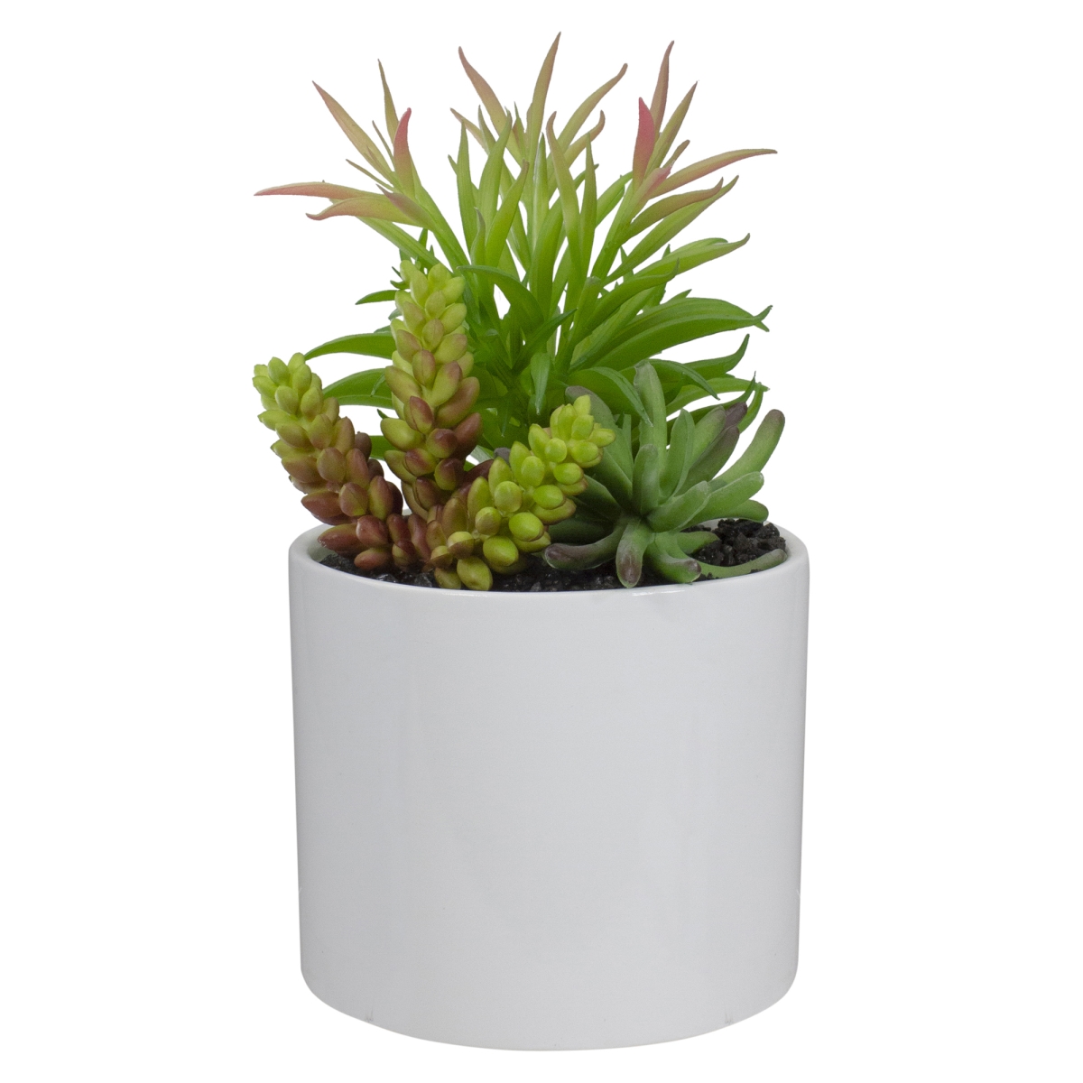 9 in. Artificial Succulent Arrangement in White Ceramic Pot