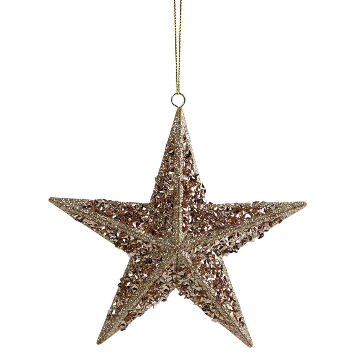 34314324 5.5 in. Star Shaped Christmas Ornament, Rose Gold