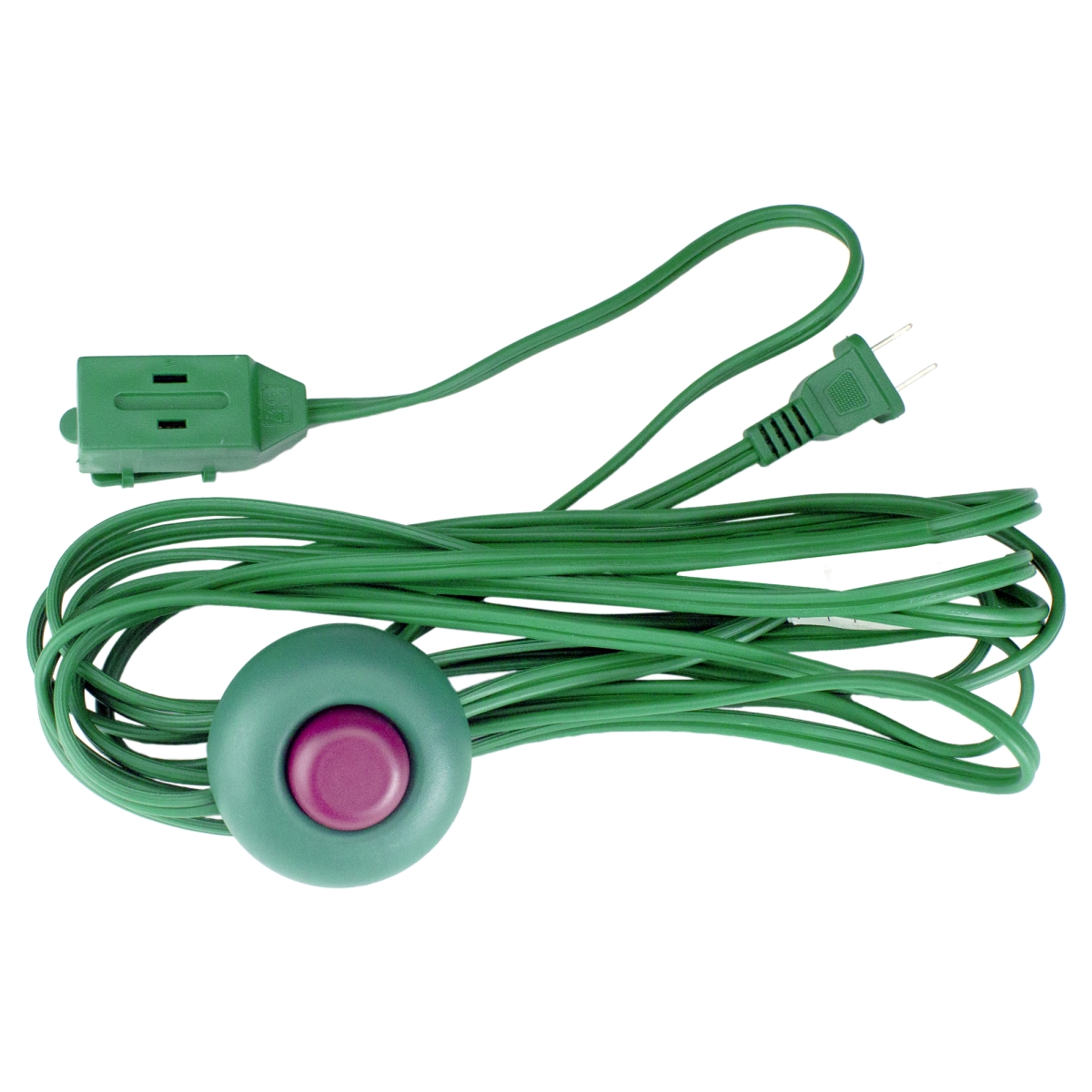 15 ft. Indoor Power Extension Cord with 3-Outlets & Foot Switch, Green