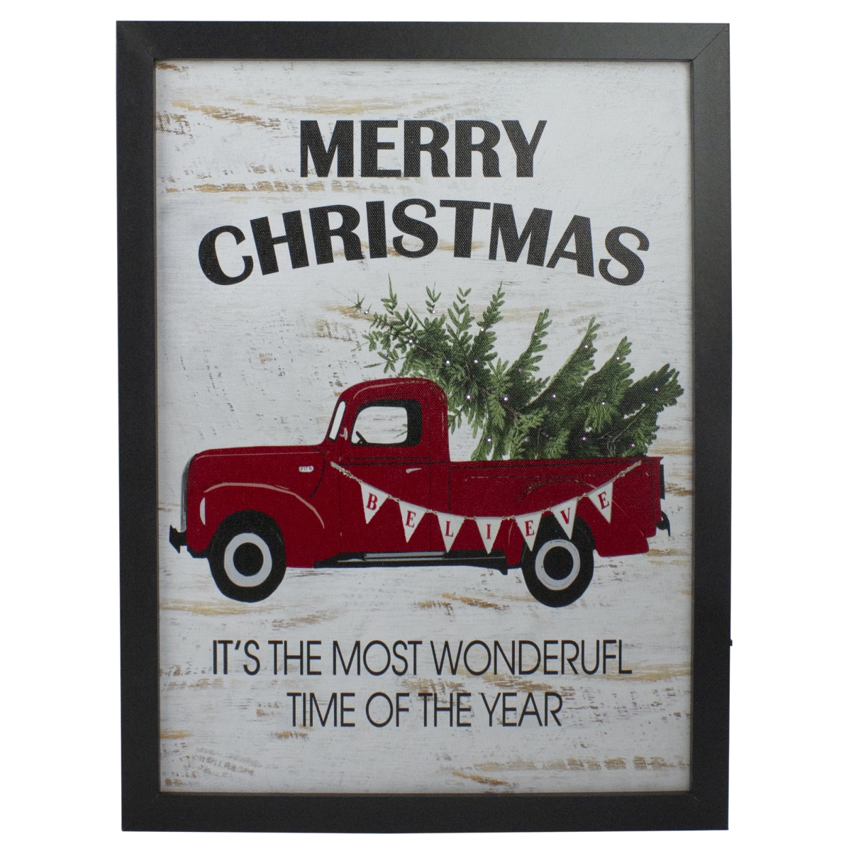 34315081 16 in. Lighted Red & Green Merry Christmas Canvas Wall Art