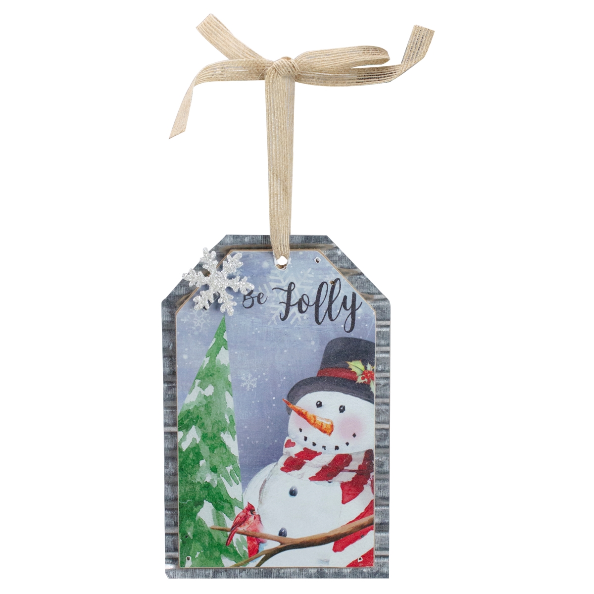 34315089 8 in. Galvanized Metal Be Jolly Gift Tag Christmas Wall Decor