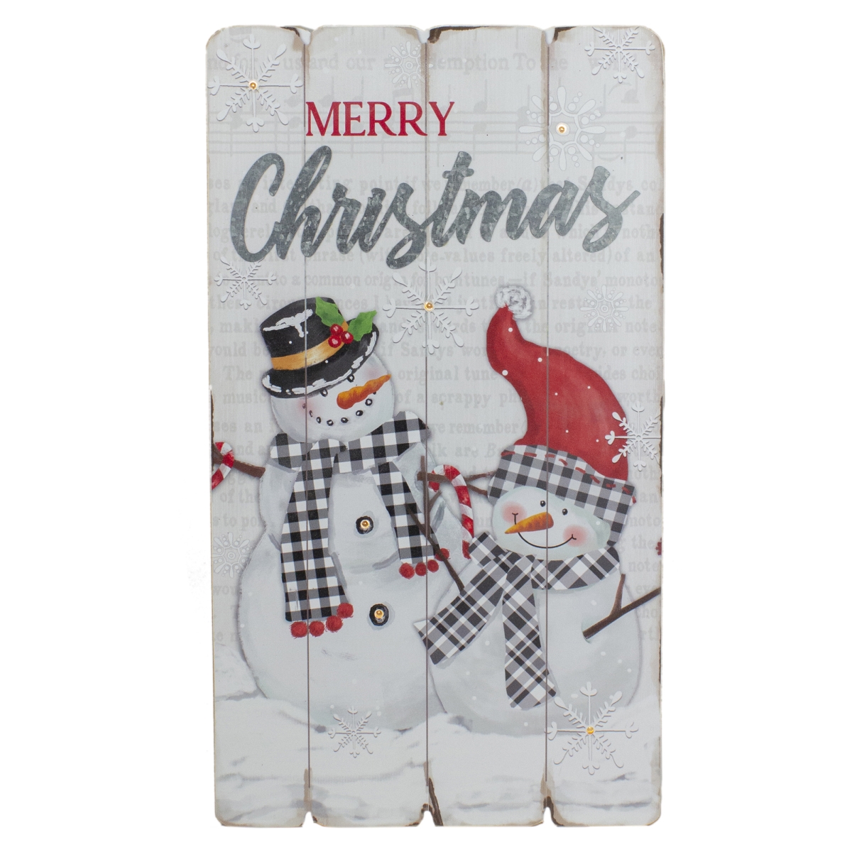 34315090 19 in. Lighted Snowmen Merry Christmas Wall Decor