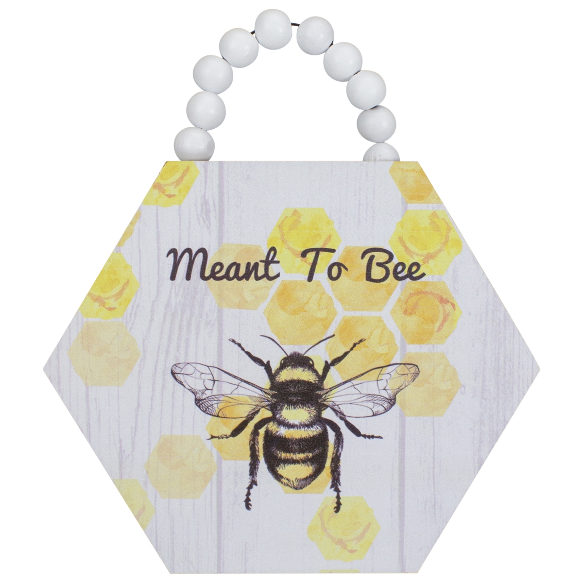 34738656 7 in. Beaded Hanger Meant to Bee Hexagon Wall Plaque Art Decor