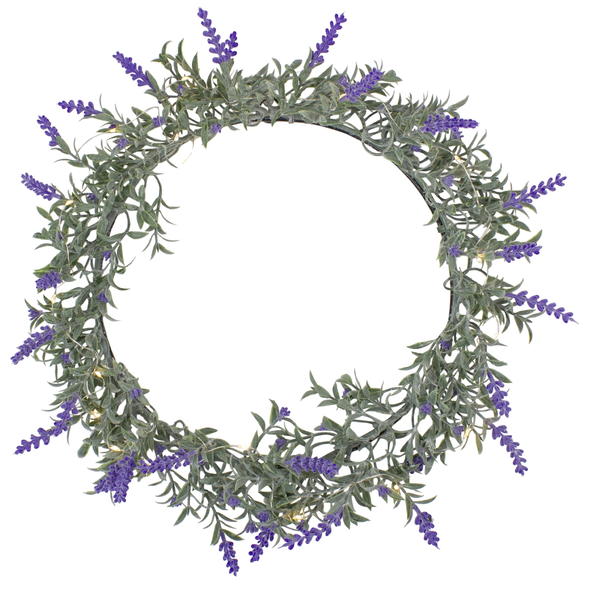 Picture of Northlight 34743511 16 in. LED Lighted Artificial Lavender Spring Wreath Lights&#44; White