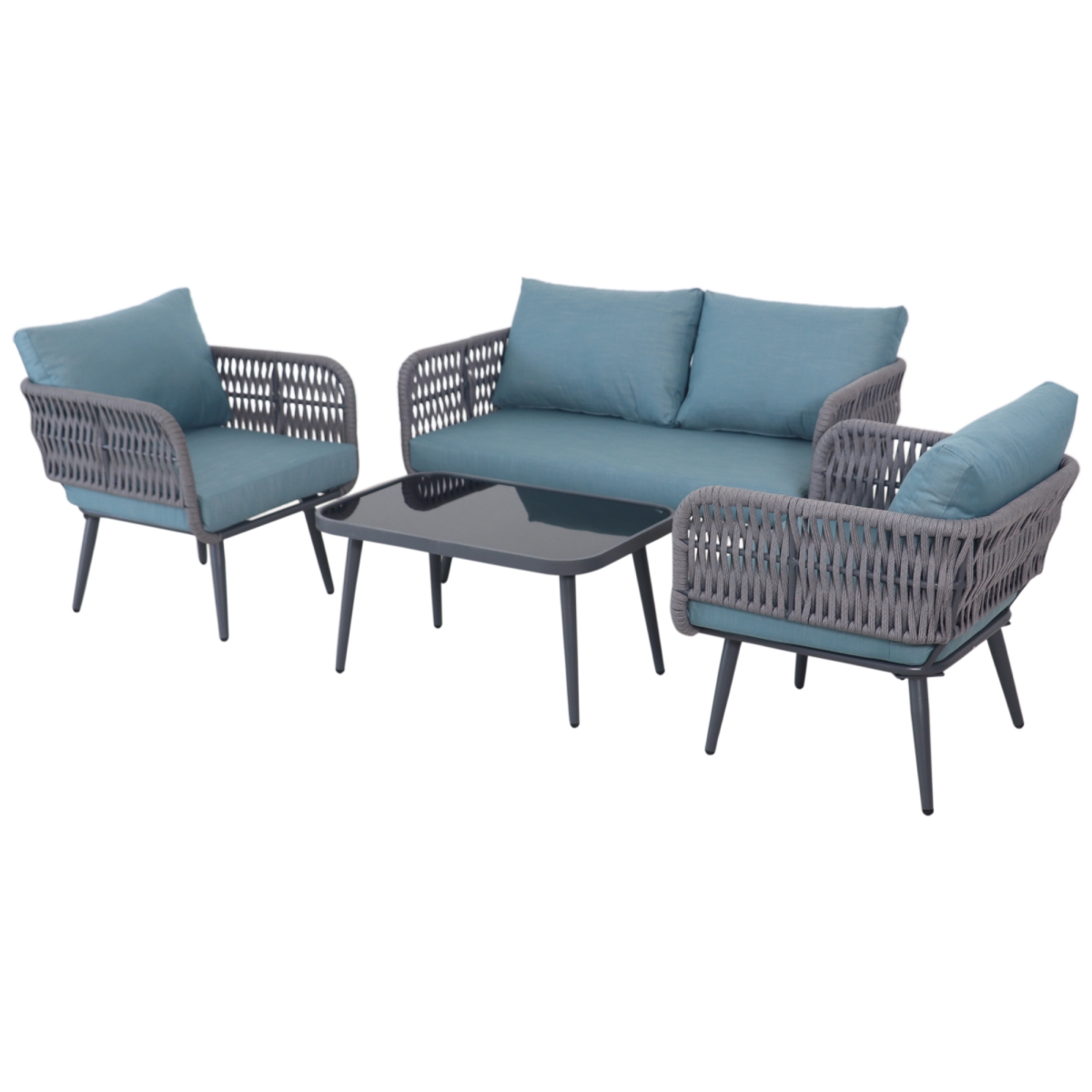 34738889 Caicos Outdoor Patio Conversation Set with Cushions - 4 Piece