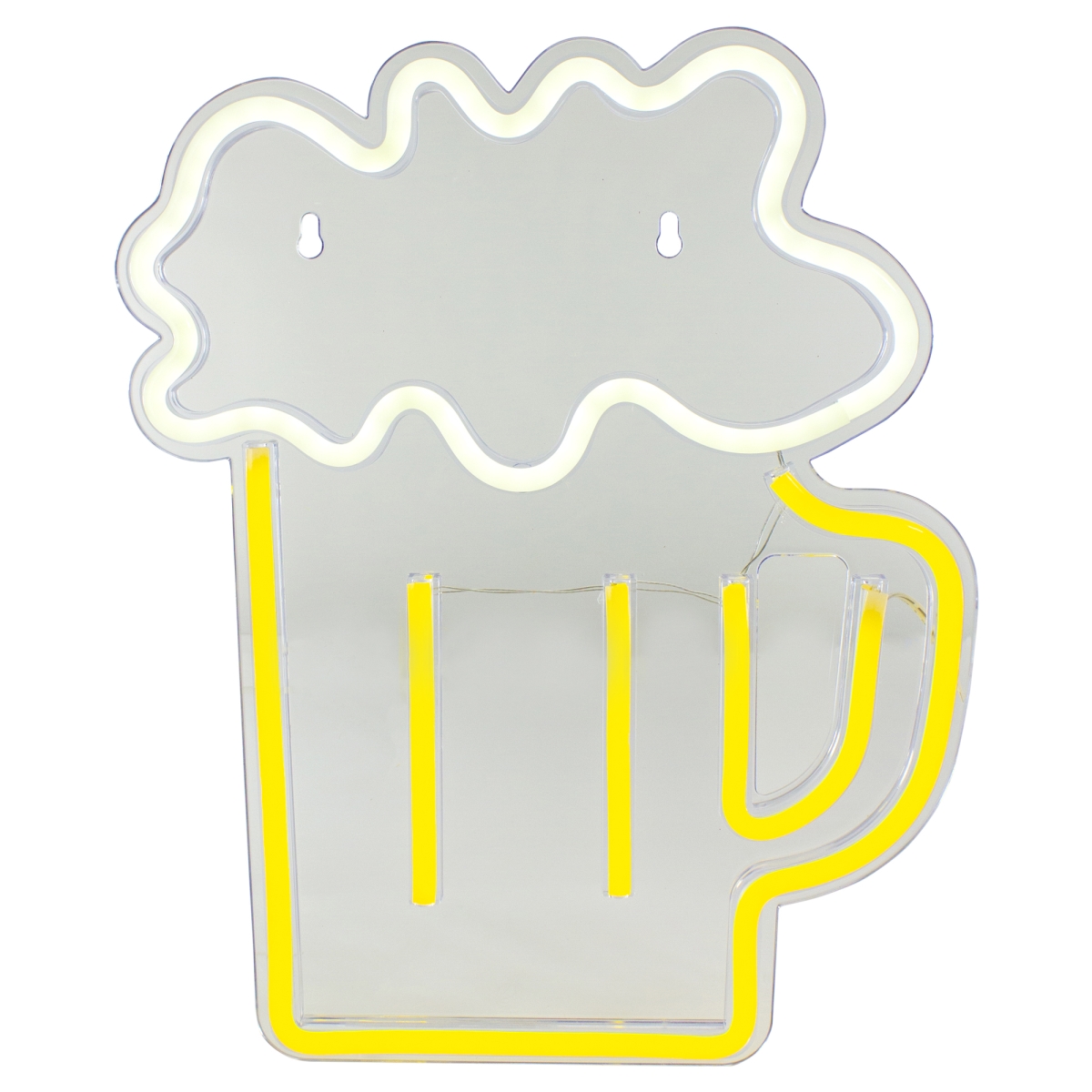 13 in. LED Neon Style Beer Mug Wall Sign, Yellow & White