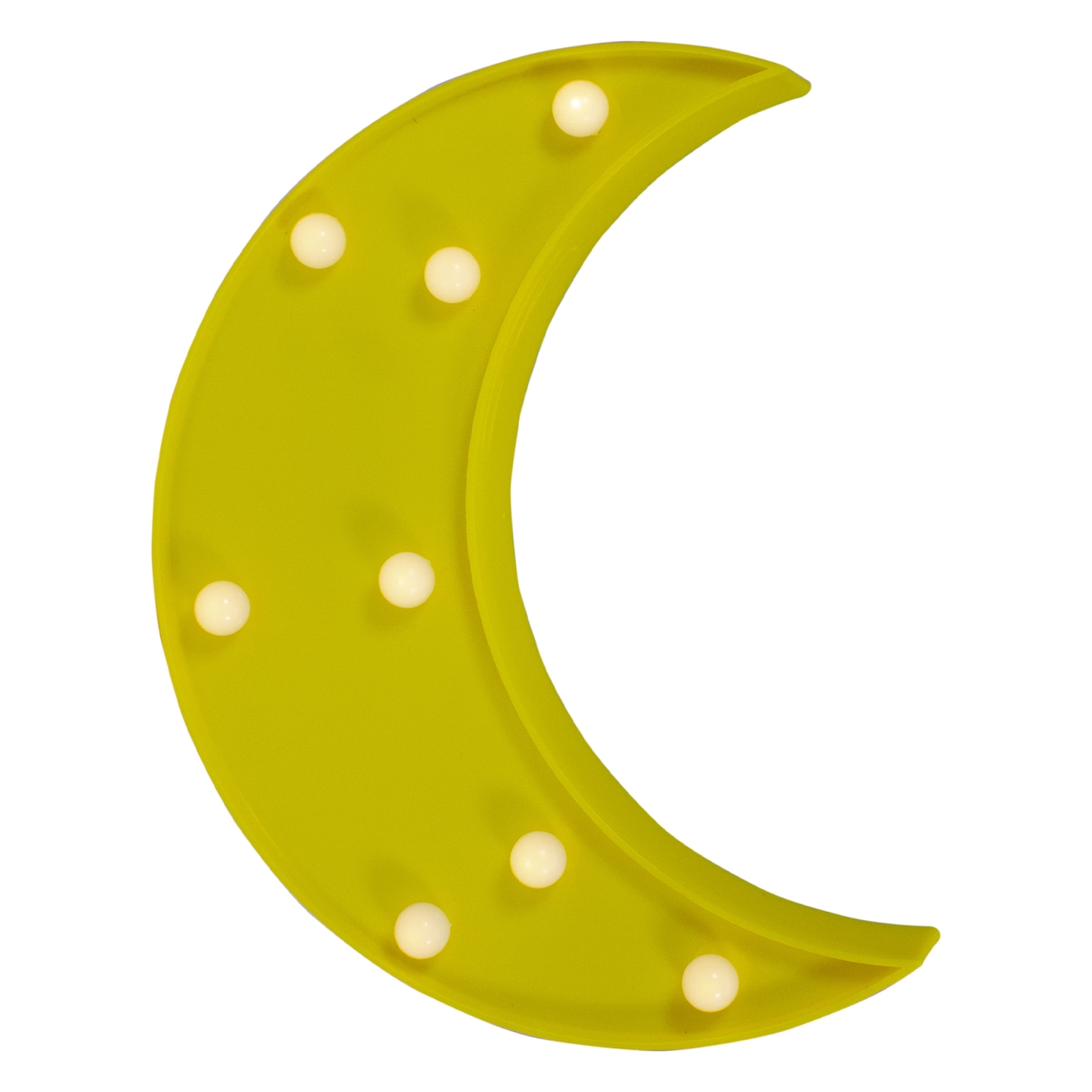 34769352 9.5 in. LED Lighted Yellow Crescent Moon Marquee Wall Sign