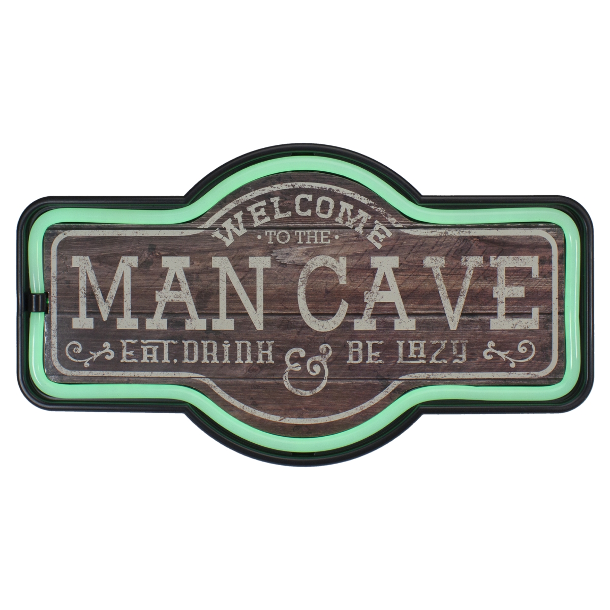 34769354 17 in. Man Cave Green LED Neon Style Wall Sign, Black
