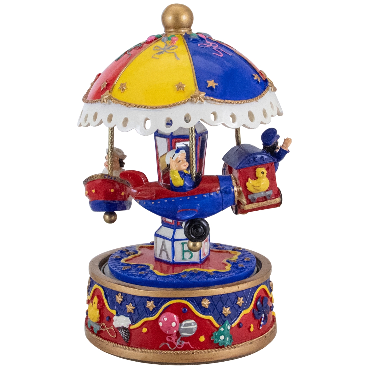 34811774 7.5 in. Childrens Rotating Boat Plane & Train Carousel Music Box