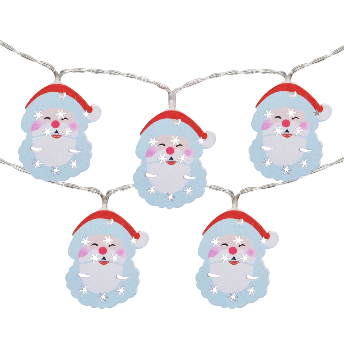 34851533 4 ft. Warm White LED Metal Santa Face Christmas Fairy Lights with Copper Wire - 10 Count