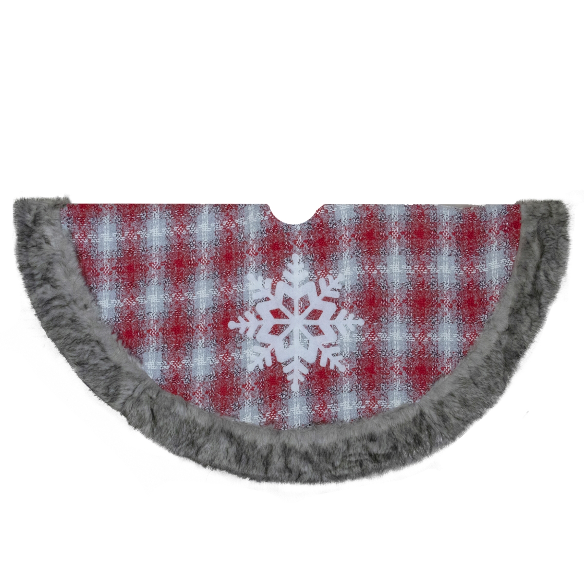 34316568 48 in. Plaid Christmas Tree Skirt with Snowflake, Red & White -  NorthLight