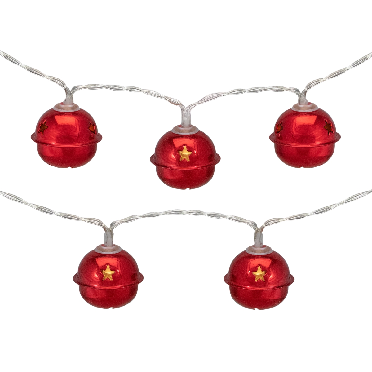 34933693 5.5 ft. Warm White LED Christmas Bells Fairy Lights for Copper Wire, Red - 10 Count