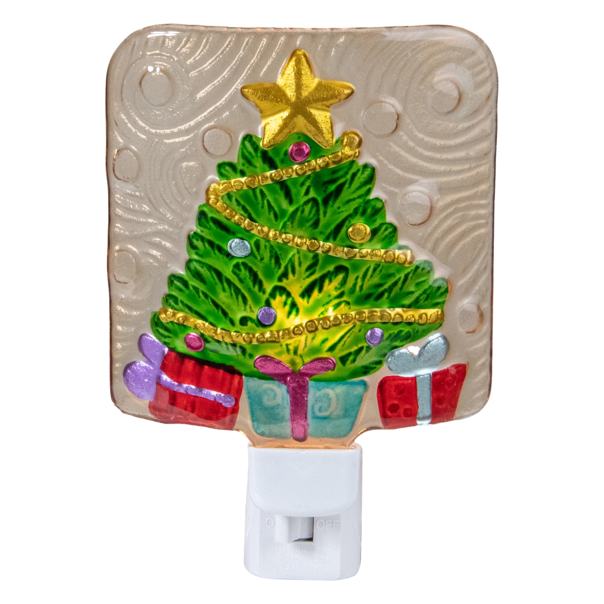 34327601 4 in. Christmas Tree Night Light, Green & Gold