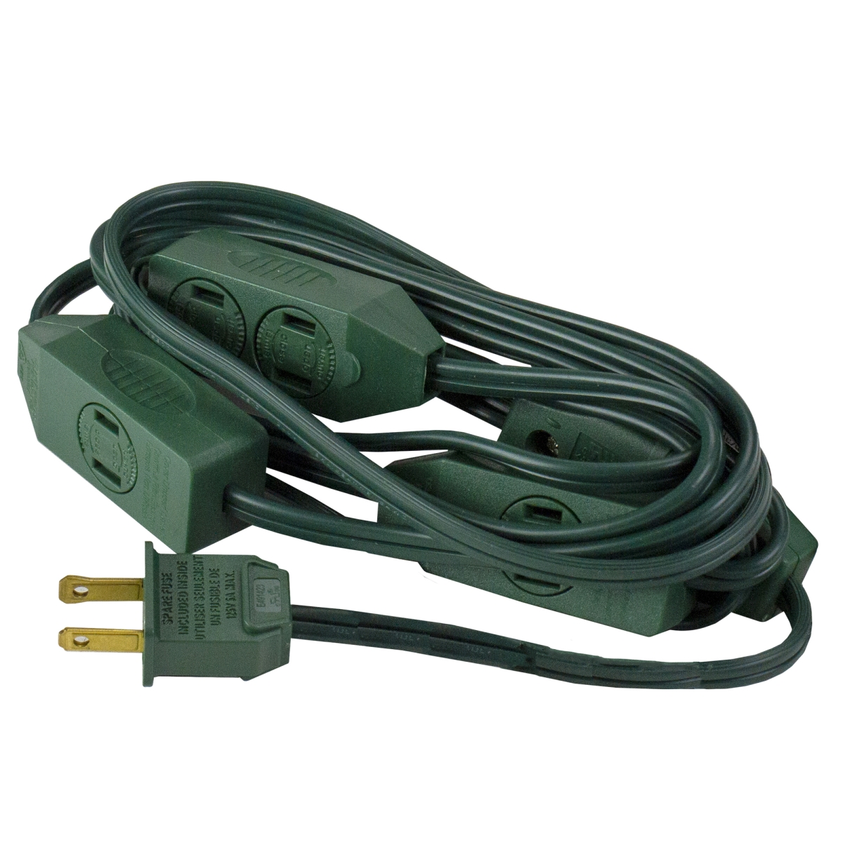 9 ft. Indoor Extension Power Cord with 9-Outlets & Foot Switch, Green