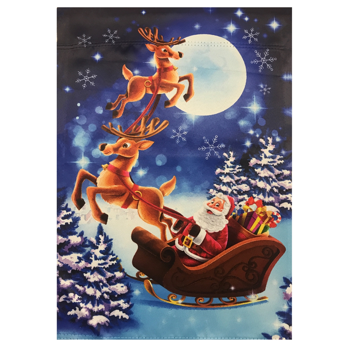 34336803 12.5 x 18 in. Santa & Reindeer Sleigh Ride Outdoor Garden Flag -  NorthLight